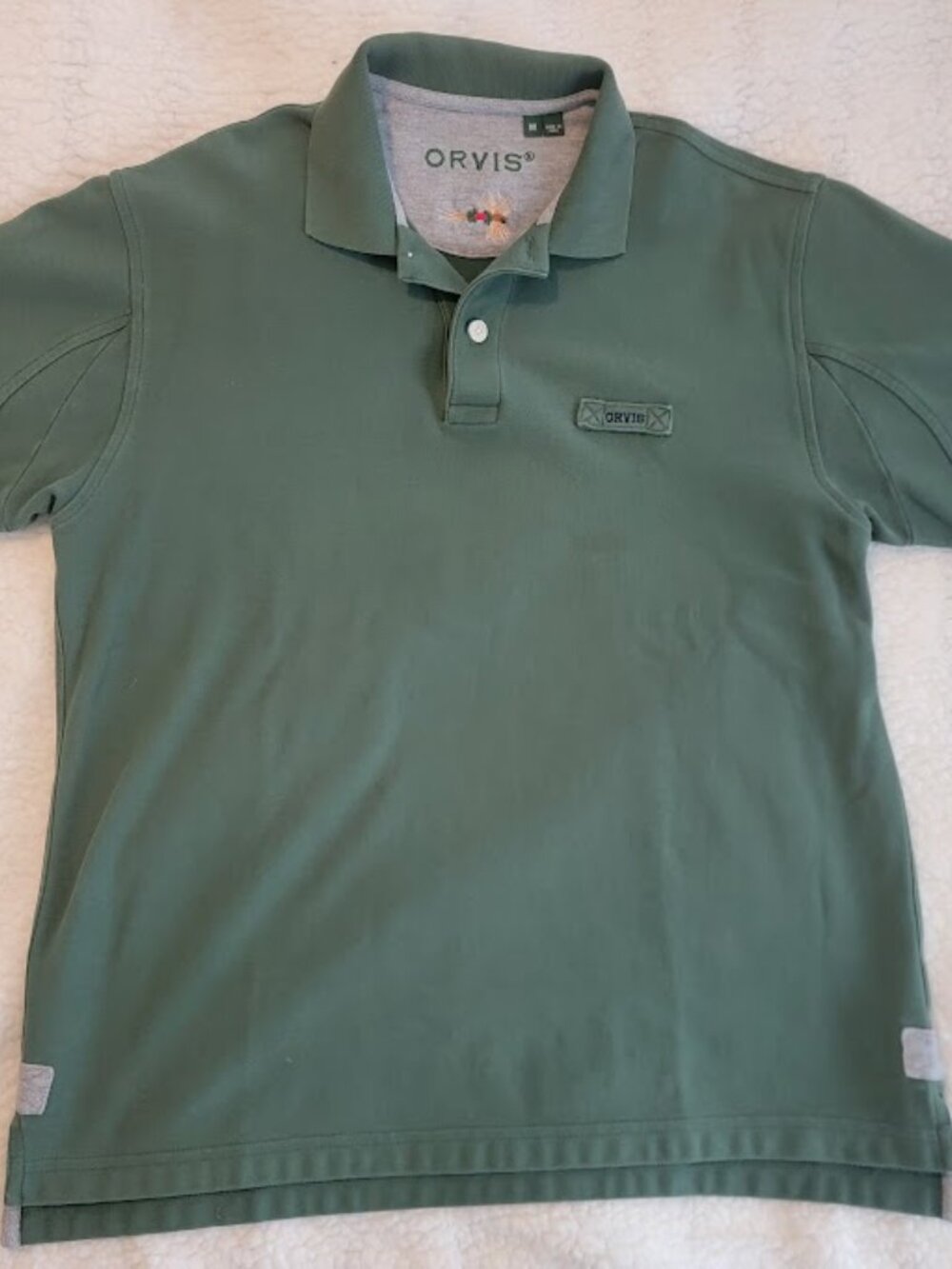 2-Pack Orvis Short Sleeve Men's Polo Shirts Green & Navy Blue Medium - Picture 5 of 11